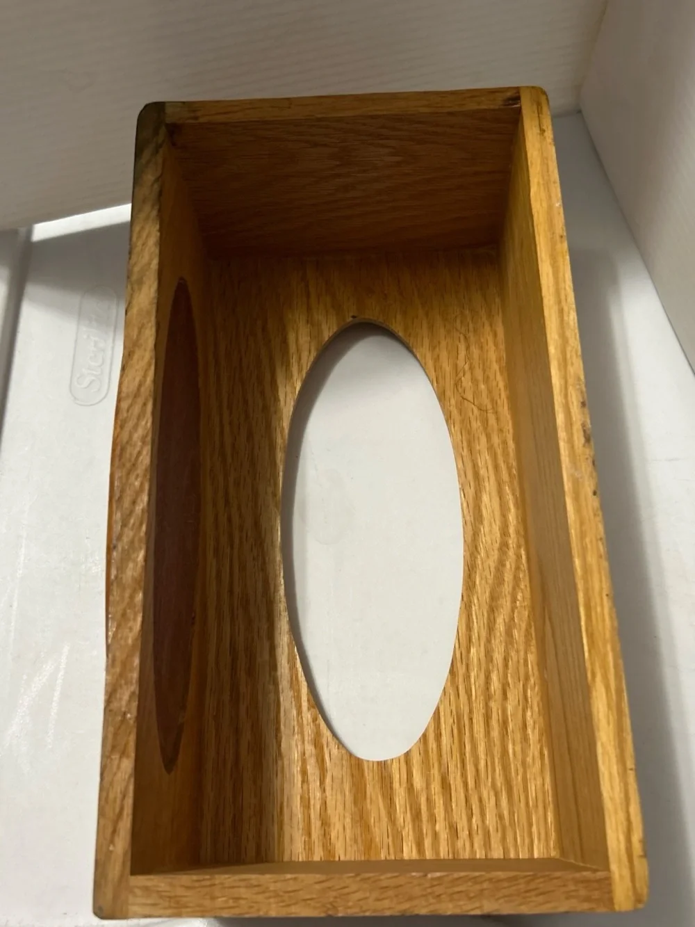 Carved Wooden Tissue Box Cover in Oak Finish